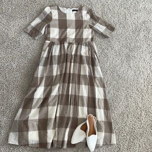 Roolee maxi Buffalo check linen dress